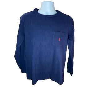 Vintage Polo Ralph Lauren Pocket T-Shirt Men’s Size Large Blue Cotton L/S Crew